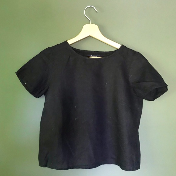 Madewell Scenic View linen open-back black top - Picture 2 of 6